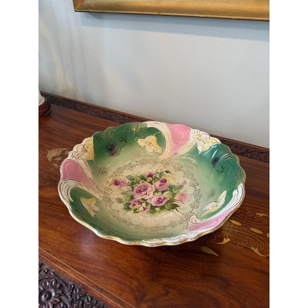 Antique Buffalo Pottery Floral Art‎ Nouveau Bowl 11